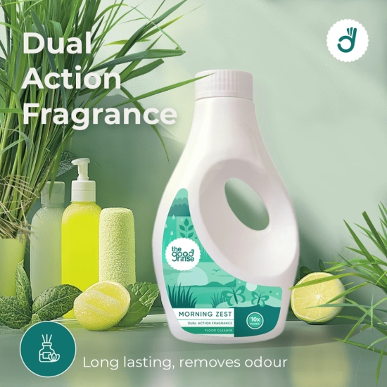 thegoodrinse Morning Zest, 2 Litre, Disinfectant surface and floor cleaner, 10X Power, Dual action fragrance, lemongrass fragrance