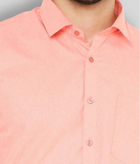 Maharaja - Peach Cotton Blend Slim Fit Mens Formal Shirt ( Pack of 1 ) - None