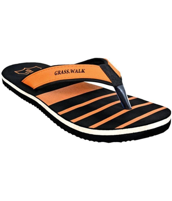 GRASS WALK - Orange Men's Thong Flip Flop - None