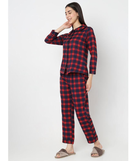 Smarty Pants - Red Cotton Womens Nightwear Nightsuit Sets ( Pack of 1 ) - None