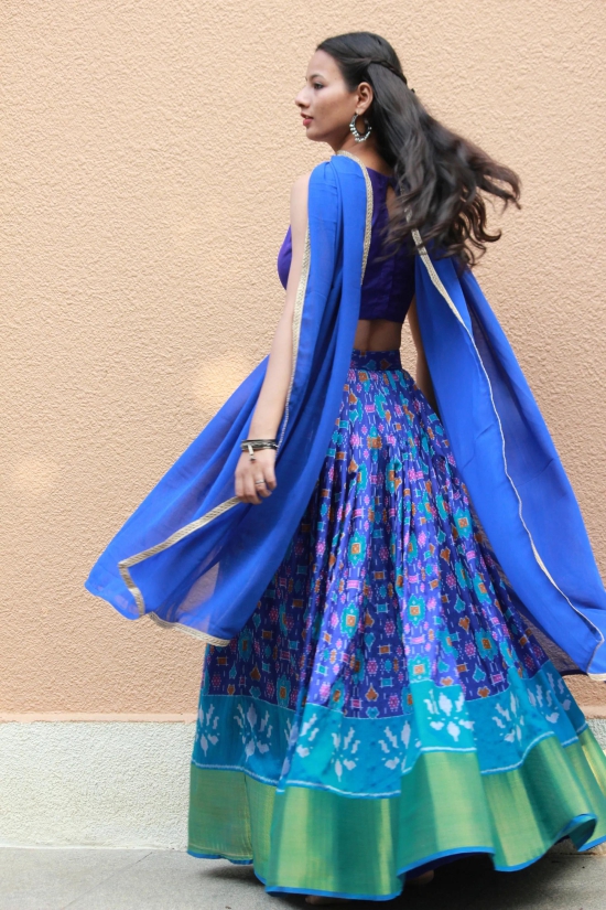 Blue Silk Patola Lehenga Set