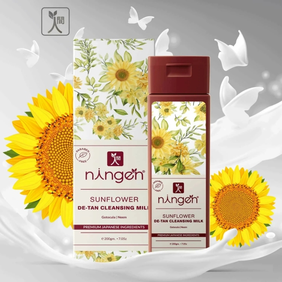 Ningen Sunflower De-Tan Cleansing Milk Gotokula Neem Removes Tan Dirt Grime And Make-Up (200g)