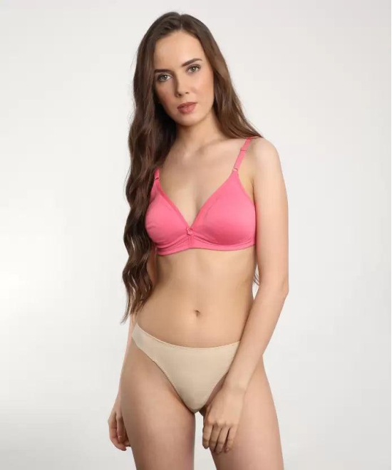 Macrowoman W-Series Women Young & Contemporary Non Padded & Seamless Plunge Neck Bra- MW 1104-36C / Cyber Pink