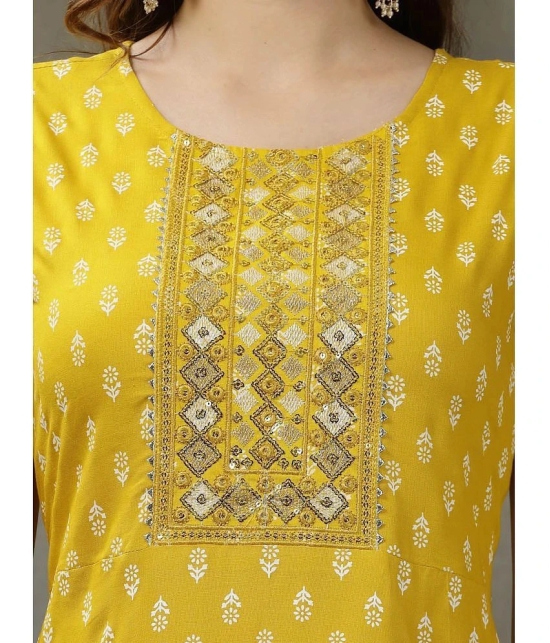 Stylum Rayon Printed A-Line Womens Kurti with Dupatta - Yellow ( Pack of 1 ) - None