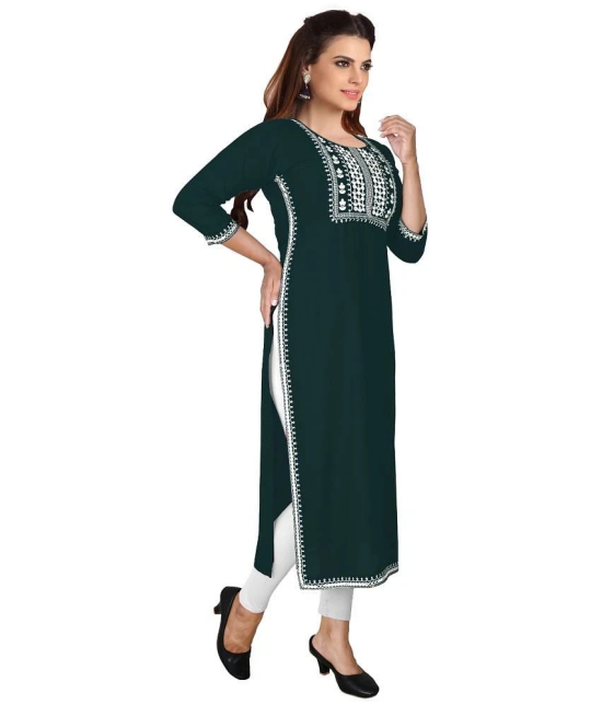 Kapadia - Green Rayon Womens Straight Kurti ( Pack of 1 ) - None