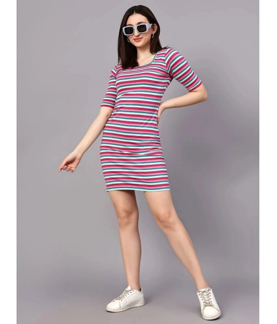 Diaz Cotton Blend Striped Mini Womens Bodycon Dress - Multicolor ( Pack of 1 ) - None