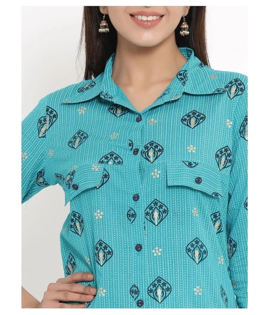 Kbz Turquoise Rayon Straight Kurti - XL