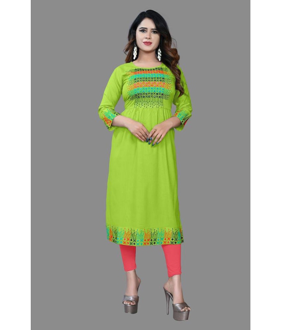 haya fashion - Lime Green Rayon Women's Straight Kurti ( Pack of 1 ) - None