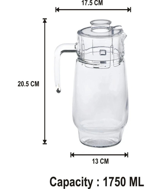 Somil Jug & Glass Set- A19 Glass Jug and Glass Combo 1750 mL - Transparent