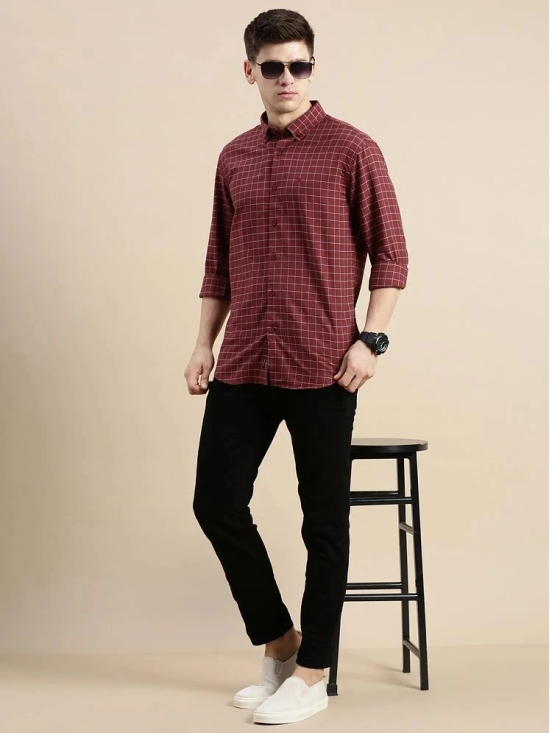 Showoff Cotton Blend Regular Fit Checks Full Sleeves Mens Casual Shirt - Maroon ( Pack of 1 ) - None