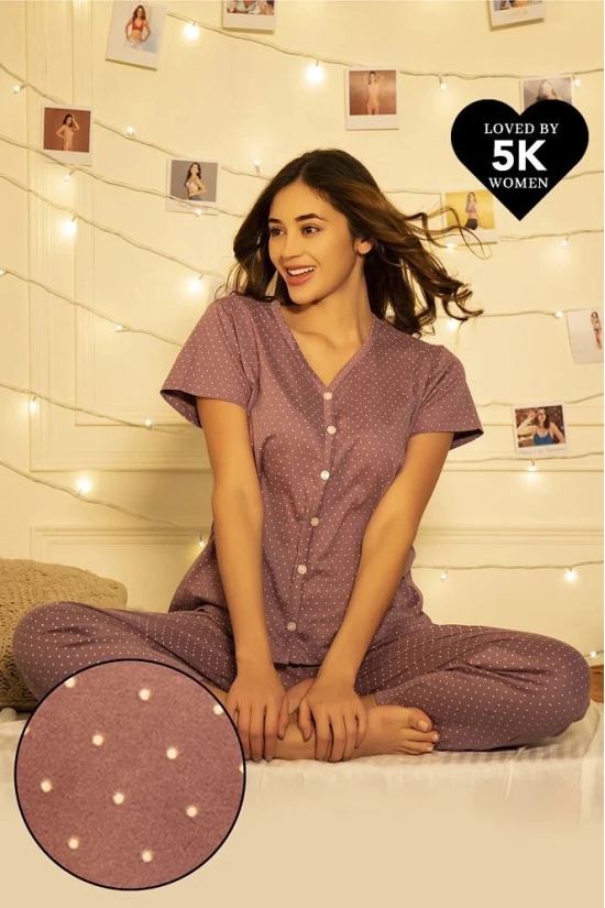 Clovia Purple Cotton Womens Nightwear Nightsuit Sets ( Pack of 2 ) - None