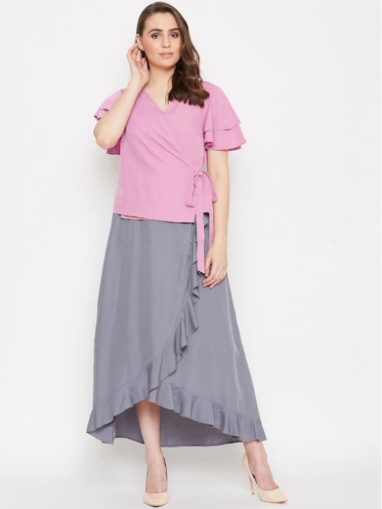 Women Wrap Top and Ruffled Skirt