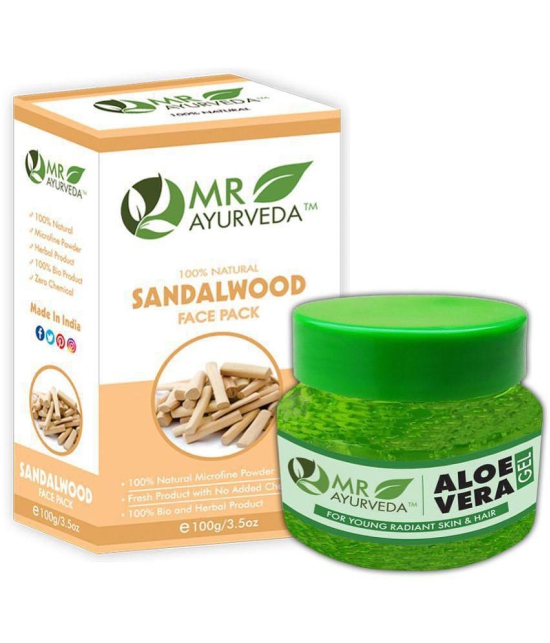 MR Ayurveda Aloe Vera Gel & Sandalwood Face Pack Powder Moisturizer 200 gm Pack of 2