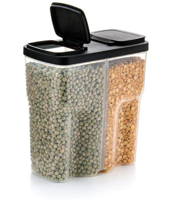 HOMETALES Dal/Grocery/Masala Plastic Black Dal Container ( Set of 2 ) - Black