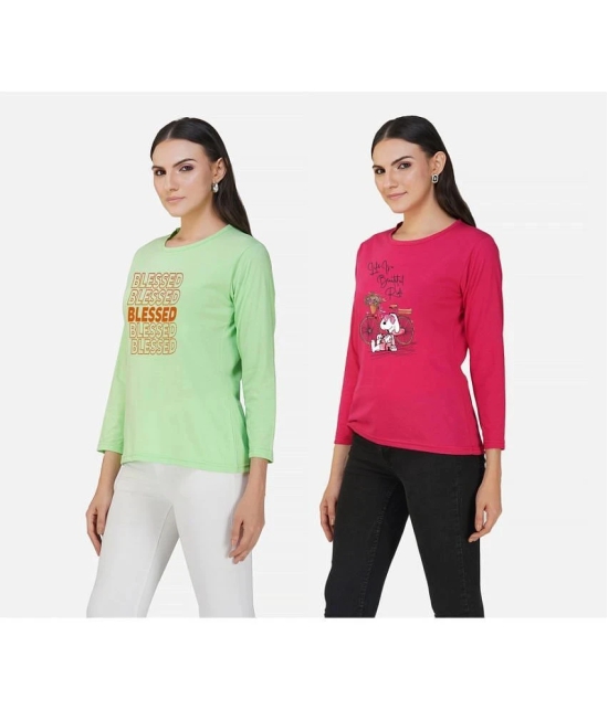 CHOZI - Multi Color Cotton Blend Regular Fit Womens T-Shirt ( Pack of 2 ) - None