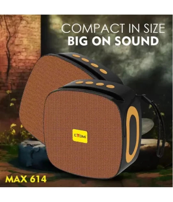 CYOMI CY_MAX614 5 W Bluetooth Speaker Bluetooth v5.0 with SD card Slot Playback Time 10 hrs Brown - Brown