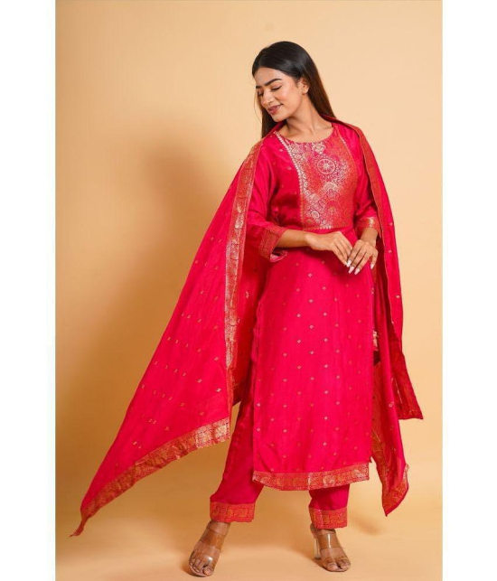 Estela - Pink Straight Viscose Women's Stitched Salwar Suit ( Pack of 1 ) - None