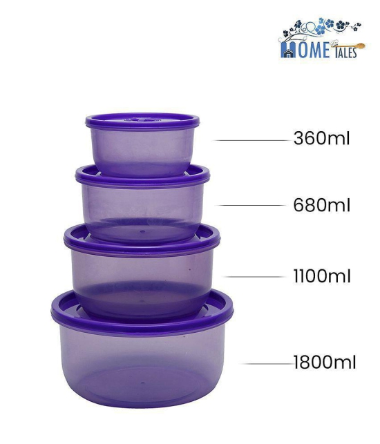 HOMETALES Microvent Multi-purpose Container 1800ml, 1100ml, 680ml, 360ml, Blue (4U) - Purple