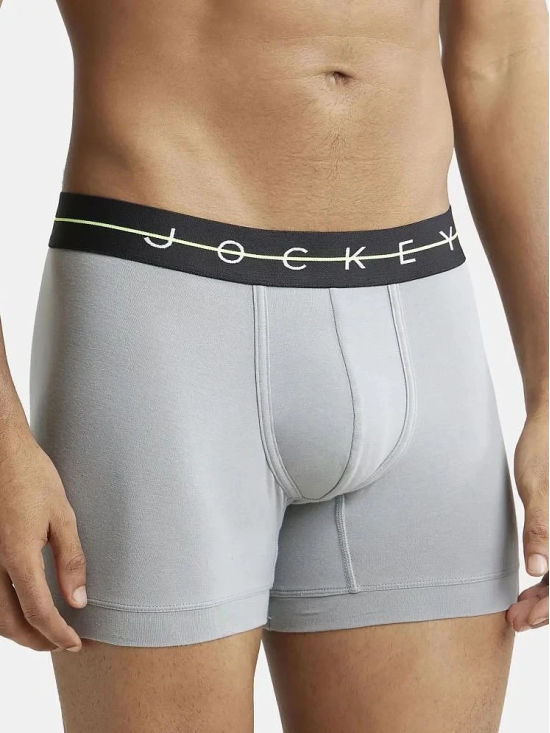 Jockey NY16 Men Cotton Elastane Stretch Solid Trunk - Monument - None