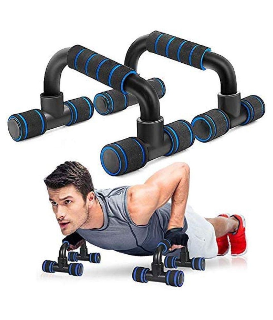 FITNESS INDIA Push Up Bars & AB Roller (Combo of 2) for Gym & Home, Abs Chest Press, Dips Exercise Equipment - Blue