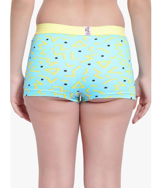 Bruchi Club - Lime Green Blended Printed Women's Boy Shorts ( Pack of 1 ) - None