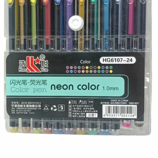 24 Colors Gel Pens Set with 1.0mm Tips, Neon Colors Glitter Gel Pens for Coloring Books, Journal, Note Taking, Scrapbooking, Greeting Cards Making, School Supplies