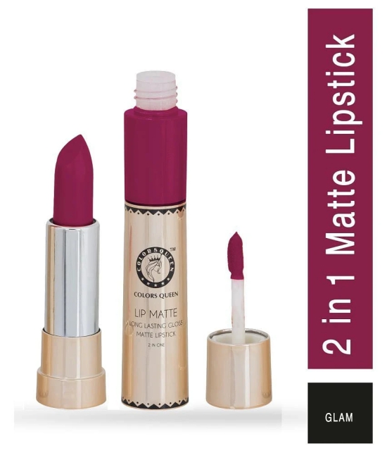 Colors Queen 2 In 1 Long Lasting Matte Lipstick ( Cherry & Glam ) Multi Pack of 2 16 g