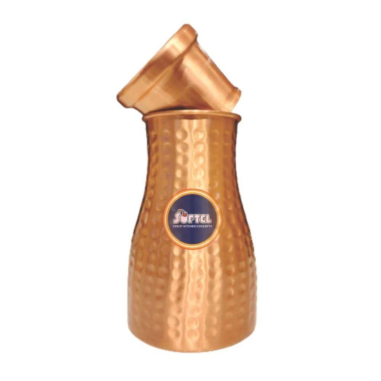 Softel Hammered 1000 ML Copper Bedside Carafe | Bedroom Flask | 1 Pc