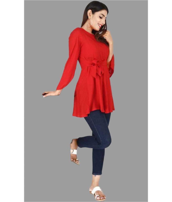 Smien - Red Rayon Womens Tunic ( Pack of 1 ) - None