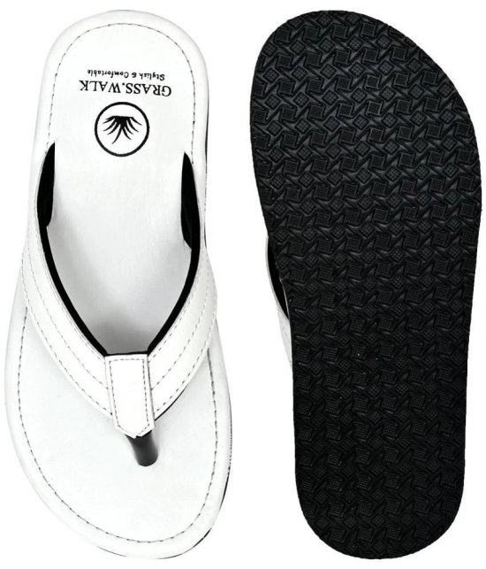 GRASS WALK White Mens Thong Flip Flop - None