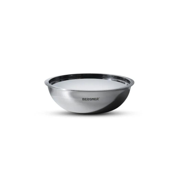 Bergner Argent Tri-Ply Stainless Steel Tasla with Stainless Steel Lid | Gas & Induction Compatible | Silver