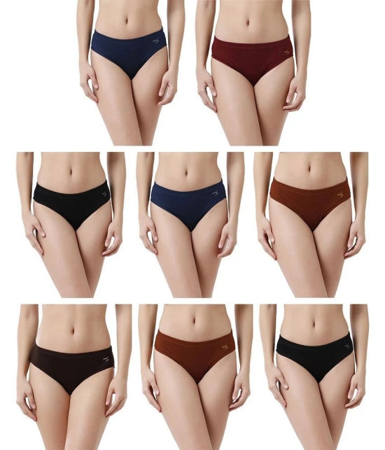 Rupa Jon Multicolor Cotton Solid Womens Briefs ( Pack of 8 ) - None