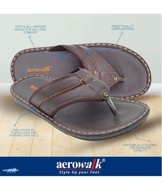 Aerowalk Brown Mens Thong Flip Flop - None