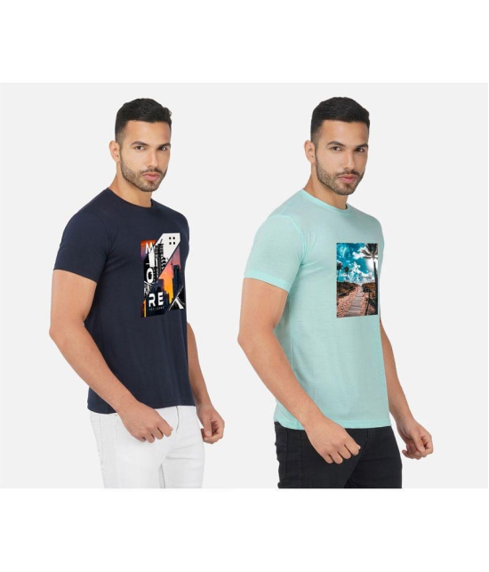 CHOZI Cotton Blend Regular Fit Printed Half Sleeves Men's T-Shirt - Multicolor ( Pack of 2 ) - None