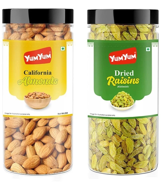 YUM YUM Premium California Almonds (500g) & Raisins Kishmish (500g) Dry Fruits Combo Pack 1kg