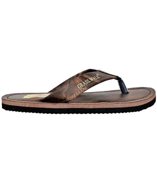 GRASS WALK - Brown Mens Thong Flip Flop - None