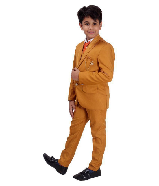 Fourfolds 5 Piece Coat Suit Set Solid Boys Suit - None