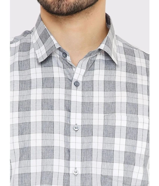 Maharaja Cotton Blend Slim Fit Checks Full Sleeves Mens Casual Shirt - Grey ( Pack of 1 ) - None