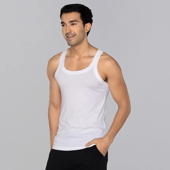 Ace Modal-Cotton Square Neck Vests Polar White Gym Fit M