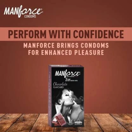 MANFORCE Chocolate flavor condom - 10 Pieces & Extra Dotted Litchi Flavoured Condoms - 10 Pieces Condom (Set of 2 20 Sheets)