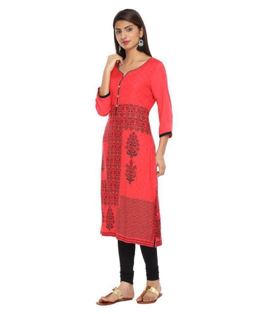 Alena Red Rayon Straight Kurti - M