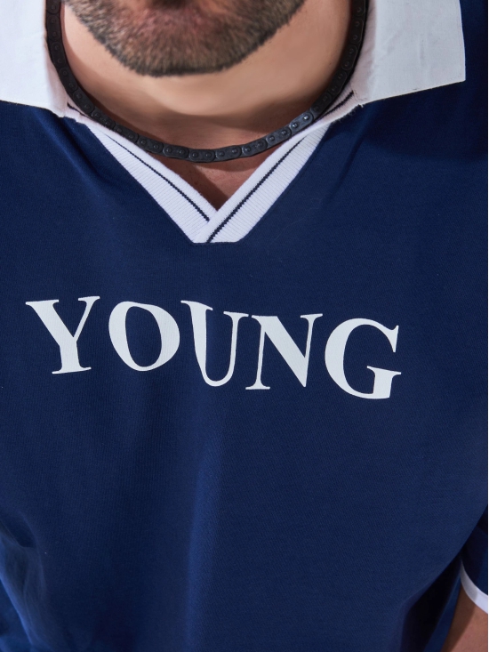 Young Navy Oversized Polo T-shirt-L / Navy