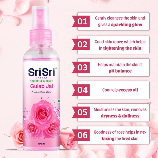 Sri Sri Tattva Gulab Jal - Premium Rose Water, 100 ml (Spray Bottle)