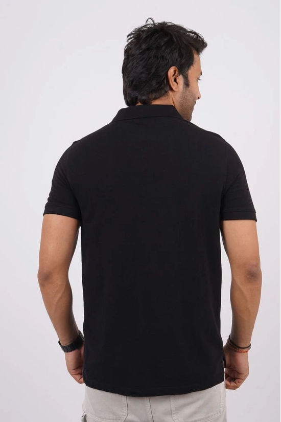 Men's Black Solid Polo T-Shirt