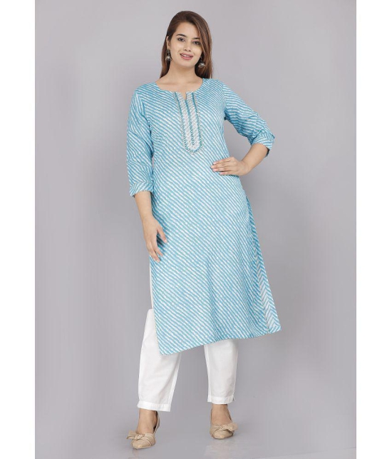 JC4U - Light Blue Cotton Women's Straight Kurti ( Pack of 1 ) - None