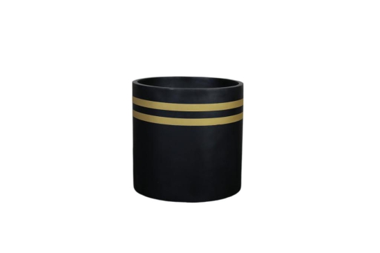 Euroxo Black/Grey Gold Strip Fiber Planter Set | FRP Planter for indoor & outdoor (Set of 3)