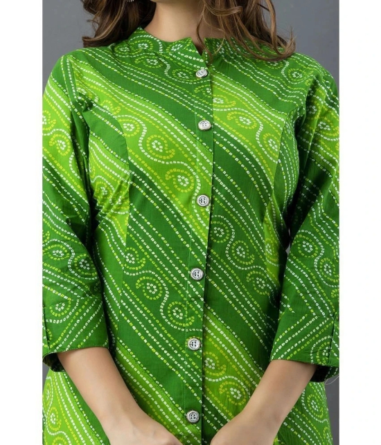 Lee Moda - Green Cotton Womens Front Slit Kurti ( Pack of 1 ) - None