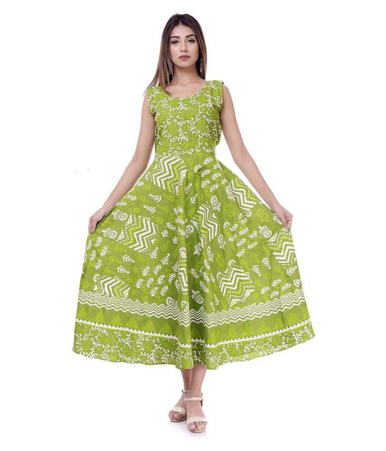 Rangun Cotton Green Regular Dress - S-XL