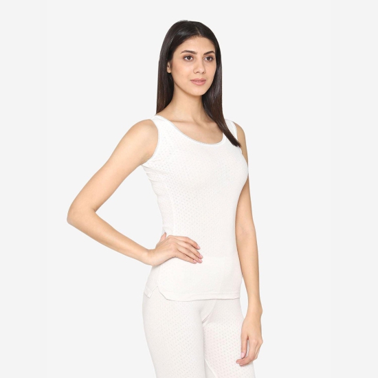 Vami Sleeve- less Thermal Top For Women in Off- White  Color XXL