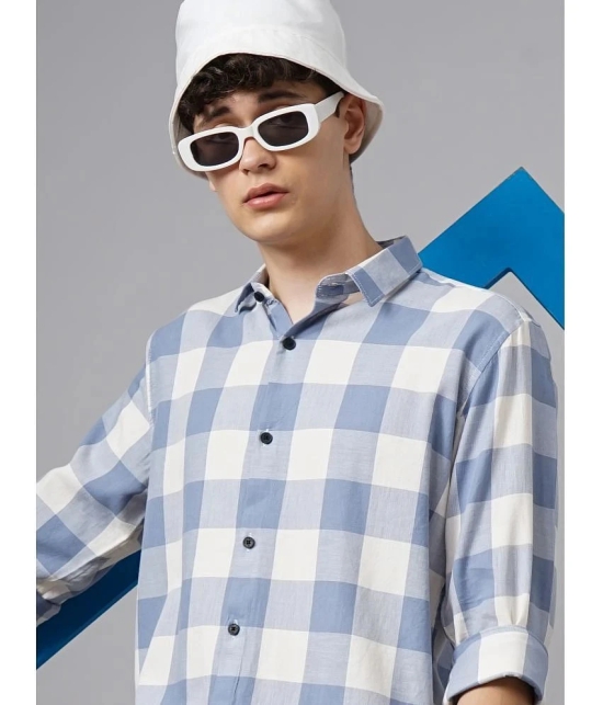 Paul Street 100% Cotton Regular Fit Checks Full Sleeves Mens Casual Shirt - Blue ( Pack of 1 ) - None